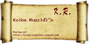 Kolbe Ruszlán névjegykártya
